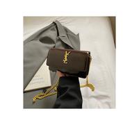 (Coffee color 4) Patent leather versatile shoulder small square bag crossbody chain fortune bag