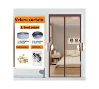 (Coffee colored stripes, 160x195cm(62x76inch)) Magnetic mosquito net door, insect repellent curtains for French doors to prevent mosquitoes and other pests, quick installation. - Coffee colored