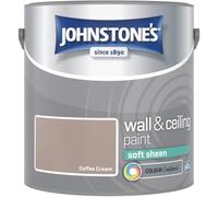 Coffee Cream Johnstone’s Wall & Ceiling Soft Sheen Paint 2.5L - Subtle Sheen Finish, Durable & Washable, Quick Dry, Low Odour Interior Paint for Walls & Ceilings
