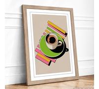 Coffee Culture Modern Framed Wall Art Print A2 (59.4×42cm) Oak, Wall Decor for Living Room, Bedroom, Office & Home, Ready to Hang, Art Gift