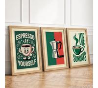 Coffee Culture Trio Vintage Set of 3 Framed Wall Art Prints A1