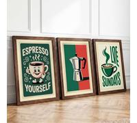 Coffee Culture Trio Vintage Set of 3 Framed Wall Art Prints A2