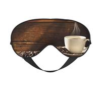 Coffee Cup and Coffee Beans Double Sided Sleep Mask, Adjustable Blackout, Silk-Like Eye Mask for Sleeping,Travel, Soft, Breathable, Lightweight Comfortable Blindfold