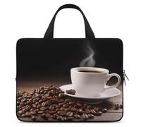 Coffee Cup and Coffee Beans Laptop Bag Durable Laptop Sleeve Water-Resistant Notebook Bag for Computer Or Tablet