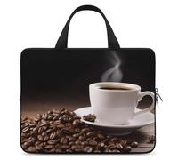 Coffee Cup and Coffee Beans Laptop Bag Durable Laptop Sleeve Water-Resistant Notebook Bag for Computer Or Tablet