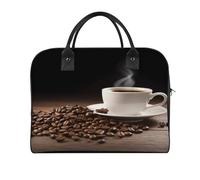 Coffee Cup And Coffee Beans Laptop Tote Bag Casual Travel Handbag Multi Pocket Shoulder Bags for Work Travel