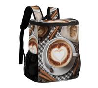 Coffee Cup And Coffee Beans on Old Wooden Table Cooler Backpack Insulated Ice Chest Bag Lunch Box Rucksack for Men Women