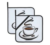 Coffee Cup and Coffee Beans Pot Holders Set of 2 Printed Heat Resistant Kitchen Potholders for Safe and Stylish Cooking Baking and Grilling Gifts for Women