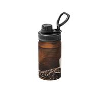 Coffee Cup and Coffee Beans Print 12 Oz Insulated Double Walled Stainless Steel Metal Water Bottle for Cold Hot Drink