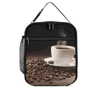 Coffee Cup And Coffee Beans Reusable Lunch Bag Insulated Leakproof Lunch Box Lunch Tote Bag for Women Men Office Picnic Travel
