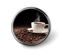 Coffee Cup And Coffee Beans Round Badge Personalized Metal Lapel Pin Badges Fit Clothing Bags Hat Humorous Printed Brooch Badge Party Decorations Accessories for Men Women