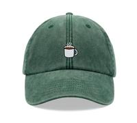 Coffee Cup Baseball Cap Vintage Washed Unisex Dad Hat Adjustable Bottle Green