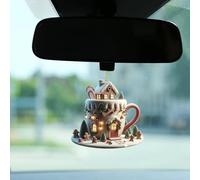 Coffee Cup Christmas Tree | Coffee Mug Snow House Pendant Acrylic Dangle Bag Car Interior Accessory Backpack Trees Decoration | Holiday Winter Decor Colorful Acrylic Ornamentt