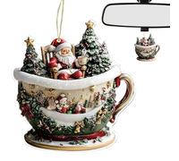Coffee Cup Christmas Tree Decorations, 8x7.5x0.3cm 2D Acrylic Snow Houses Shaped Hot Chocolate Mug Christmas Ornaments, Coffee Cup Hanging Ornament for ChristmasTree Holiday Party