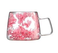 Coffee Cup - Clear Glass Petal, Transparent Floral Container, Artistic Insulated Glasses, Double Wall Aesthetic Drink Container | Morning Ritual With
