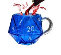 Coffee Cup - D20 Dice Mug, Polyhedral Dice Novelty Drinkware, Glass Game Night Mugs for Breaks Birthday Party Seasonal Celebrations Workplace Relaxing Moments Weekend Leisure