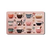 Coffee Cup Dish Drying Mats For Kitchen, Retro Geometric Absorbent Rubber Dish Drainer Rack Mat, Fall PU Leather Drying Pad For Coffee Bar Protector 12x20 Inch