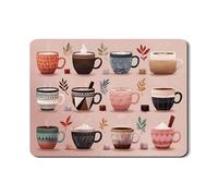 Coffee Cup Dish Drying Mats For Kitchen, Retro Geometric Absorbent Rubber Dish Drainer Rack Mat, Fall PU Leather Drying Pad For Coffee Bar Protector 18x24 Inch