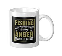 Coffee Cup Fishing is My Anger Management Couple Coffee Cup Funny Personalised Porcelain Mug, for Women, Work, Tea, 330ml