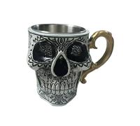 Coffee Cup Gold Rimmed Gothic Porcelain Resin Halloween Perfect for Lovers and Collectors Glass Drinking Cups Small (A, 10x11.5cm)