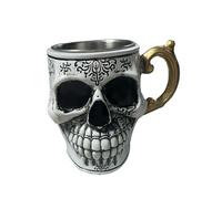 Coffee Cup Gold Rimmed Gothic Porcelain Resin Halloween Perfect for Lovers and Collectors Glass Drinking Cups Small (B, 10x11.5cm)