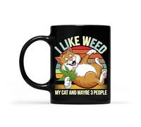 Coffee Cup I Like Weed Cat Maybe 3 People 420 Cannabis Stoner Durable Mug Coloured Ceramic Drinkware for Everyday Friends Office
