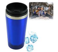 Coffee Cup Insulated, Reusable Travel Mug Double Walled Vacuum Stainless Steel with Leakproof Lid Eco-Friendly Cup for hot Drinks,Tea and Beer 15oz Splash Proof - 25.5cm C (Blue)