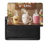 Coffee Cup Kitchen Passport Holder Cover PU Leather Passport Wallet Organizer Protector Slim Travel Accessories