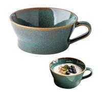 Coffee Cup Large Cup, 700 ml Large Soup Bowl with Handle, Cereal Bowls with Handle, Coffee Mug, XXL Coffee Cup, Large Ceramic Tea Cup (Green 2)