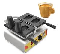 Coffee Cup Machine, Electric Edible Cup Maker with 4 Molds, Non-Stick, Adjustable Temperature 50-300°C for Quick Custard Shell Prototyping