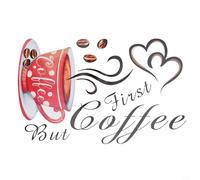 Coffee Cup Motif Wall Stickers Made of Vinyl - Functional Decor for Cafe Interiors, Pub Walls, Kitchen Backsplashes and Homes