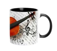 Coffee Cup Music Funny Ceramic Cup with Instruments 350ml | Travel with Guitar Piano Violin Pressure for Music Fans Creative Decor Mu