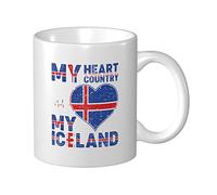 Coffee Cup My Heart My Country My Iceland Ceramic Cups Personalised Kitchenware Coloured Mug, for Birthday, Women, Household, 330ml
