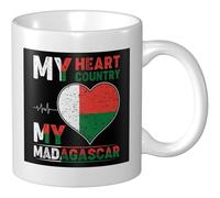 Coffee Cup My Heart My Country My Madagascar Ceramic Cups Funny Novelty Ceramic Mug, for Tea, Men, Hot Drinks, 330ml