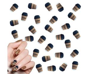 Coffee Cup Nail Charms, 50 Pcs 3D Cute Cartoon Coffee Cup Resin Charms Flatback Nail Art Charms Accessories Slime Charms for Nail Design DIY Crafting