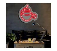 Coffee Cup Neon Lights Signs Personalized Custom Large LED Acrylic Light Up Neon Sign For Bedroom For Wall Decor Wedding Bar Party Outdoor Happy Birthday(Red,40x40cm)