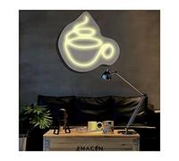 Coffee Cup Neon Lights Signs Personalized Custom Large LED Acrylic Light Up Neon Sign For Bedroom For Wall Decor Wedding Bar Party Outdoor Happy Birthday(Warm white,40x40cm)