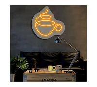 Coffee Cup Neon Lights Signs Personalized Custom Large LED Acrylic Light Up Neon Sign For Bedroom For Wall Decor Wedding Bar Party Outdoor Happy Birthday(Yellow,40x40cm)
