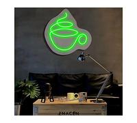 Coffee Cup Neon Lights Signs Personalized Custom Large LED Acrylic Light Up Neon Sign For Bedroom For Wall Decor Wedding Bar Party Outdoor Happy Birthday(Green,40x40cm)