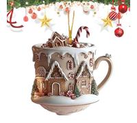 Coffee Cup Ornaments For Christmas Tree,Christmas Hot Cocoa Ornament,Christmas Snow House Hot Chocolate Mug, Christmas Tree Decoration Charm Hot Cocoa Theme Pendant