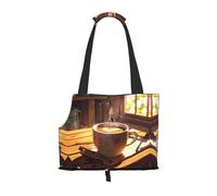 Coffee Cup Printed pet Shoulder Bag - Foldable Design, Small cat and Dog Travel Bag