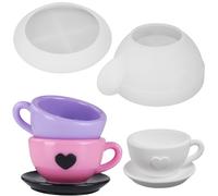 Coffee Cup Resin Mold Tea Cup and Saucer Shape Silicone Mold Set Candle Vessel Silicone Mold Creative Silicone Resin Mold Container Storage Jar Coaster Tray Mold Container Coaster for Home Decoration