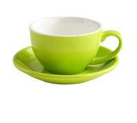 Coffee Cup Set 300ML Solid Color Coffee Cup and Saucer Ceramic Set Perfect for Enjoying Your Morning Brew, Afternoon Tea, or Cozy Evenings at Home(Green 1)