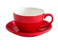 Coffee Cup Set 300ML Solid Color Coffee Cup and Saucer Ceramic Set Perfect for Enjoying Your Morning Brew, Afternoon Tea, or Cozy Evenings at Home(Red)