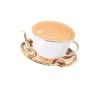 Coffee Cup Shaped Brooch White Zinc Alloy Clothing Ornament | Easy to Wear, Decorative Pin for Matching Clothing Styles, Suitable for Mothers and Teachers
