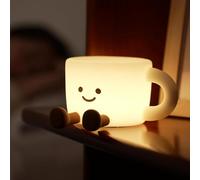 Coffee Cup Shaped LED Night Light, 7 Color Dimmable Touch Control Bedside Lamp with Timer, Rechargeable Portable Mood Light for Nursery Bedroom,Gift for Kids Women on Birthday Christmas