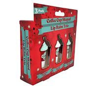 Coffee Cup Shaped Lip Balm Trio Caramel Latte, Vanilla Mocha, Hazelnut Latte Fregrance 3x3.8g Lip Balm Set