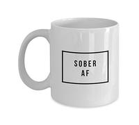 Coffee Cup Sober Af Sobriety Recovery Soberversary Design Tea Mugs Humous Cup for Anniversary Hot Brew Home