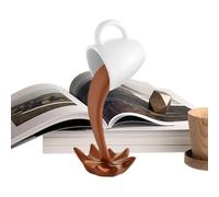 Coffee Cup Statue,Showcase Ornament - Table Spilling Coffee Figurine,For Bookshelf, Bedside, Night Table, Sleeping Area, Birthday, Household, Mother's Day
