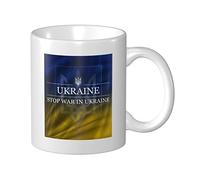 Coffee Cup Stop The War in Ukraine Tea Cup with Handle Funny Porcelain Mug, for Hot Drinks, Work, Women, 330ml